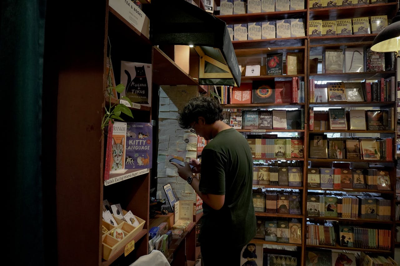 Vintage cozy bookstore
